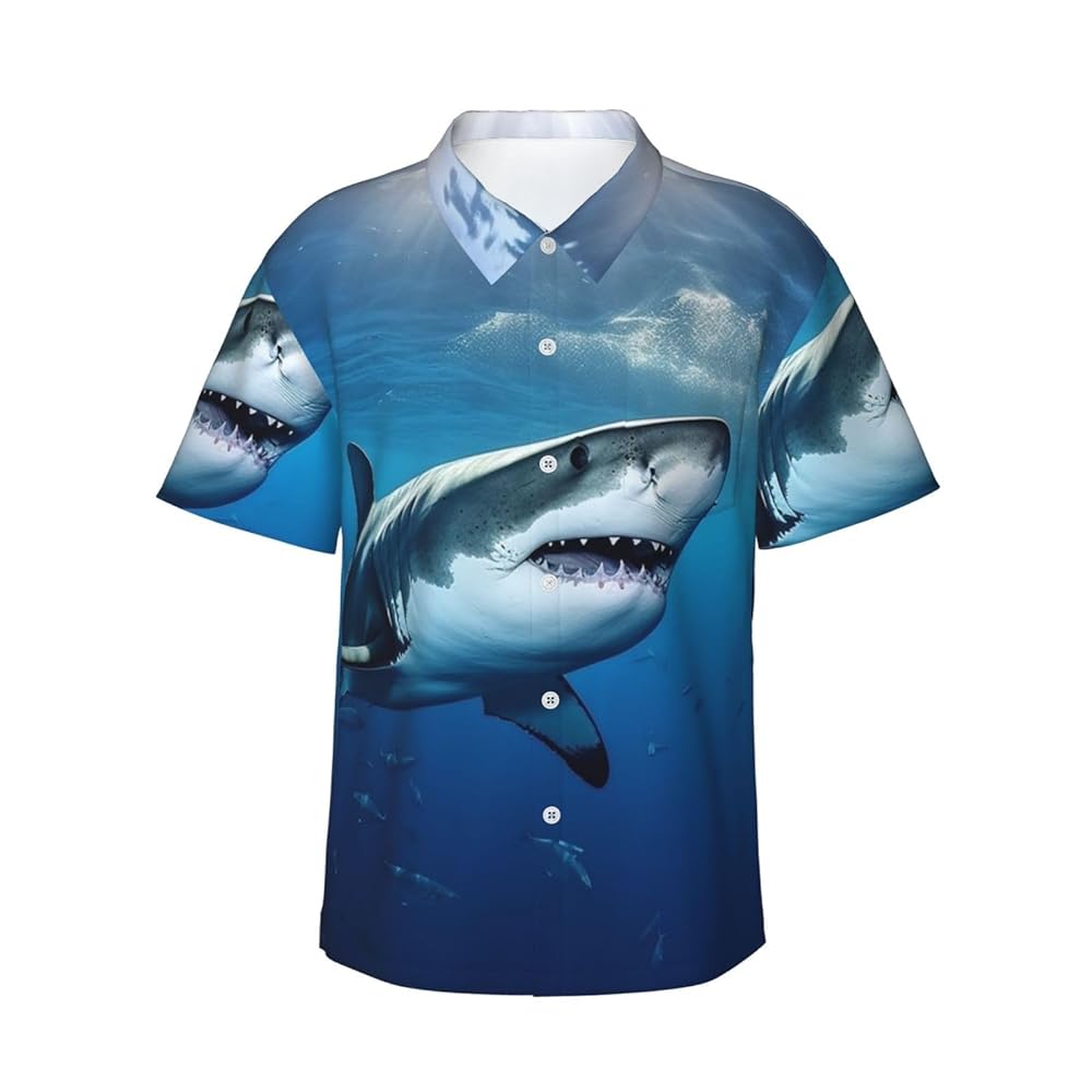 トップス Shark Aloha Shirt DAN Amazon.com: Men's Hawaiian Shirt Ocean Sea Animal Shark